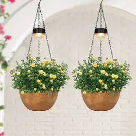 Sunnypark B0f9wlhrmt 2 Packs Hanging Planters Basket For Outdoor Plants Solar Powered Self Watering