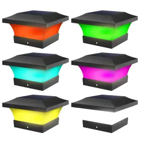 T-sun B0f93phtv9 T-sun 4x4 Post Solar Lights Outdoor Waterproof Rgb Color Changing Light For