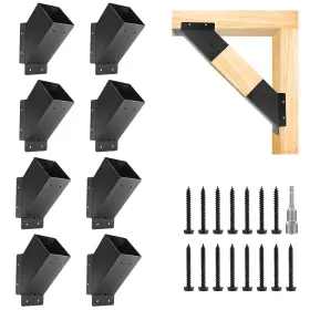 Jd6780 Tayory 8 Pcs Pergola Angle Support Bracket Reinforced 45-degree 4x4-8 Black