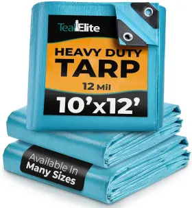 Te105 Teal Elite 850034673011 Tarps Heavy Duty Waterproof 10x12-12 Mil Thick Camping Tent - Blue Tarp 10x12
