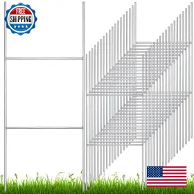 B0c2hzy1jv Therwen 30 Pcs H Stake For Yard Sign 24 Inch X10 Heavy Duty Metal H-frame Lawn