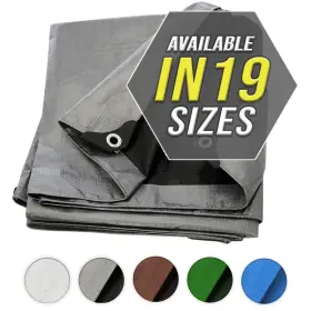 43238-111380 Trademark Supplies Tarp Cover Silver/black Heavy Duty Thick Material Waterproof Great For