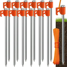 Ts620-12or Tradesparker Tent Stakes 12-pack 8inch Heavy Duty 6mm 8in-12pack Orange