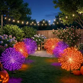 Tujoe B0fhh1cn3r 6 Pcs Easter Solar Firework Stake Lights 180 Led 8 Modes Waterproof