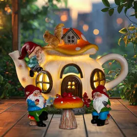 B0fr4r3l8q Twinbling Solar Fairy Garden House Lights - Mushroom Teapot Gnome Statue S