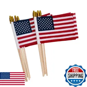 Uelfbaby B088fly7s8 12-pack 4x6 Inch Small American Stick Flags - Us Mini Hand Waved Flag Decoration