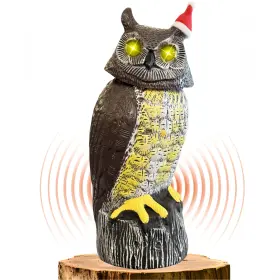 Ugold B0fsczgl3w Solar Powered Owl Motion Detection Rotating Head Realistic Hoots And Si