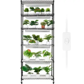D0102hsvlr8 Vevor Diy Plant Stand With Grow Lights 6 Tiers 192w 70.9 Inch Tall Shelf