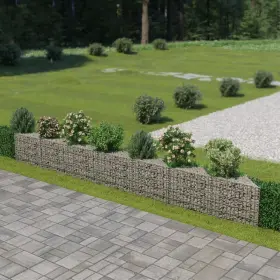 143572 Vidaxl Gabion Wall Galvanized Steel 177.2 Inch X11.8 X19.7