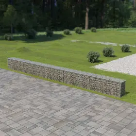 143583 Vidaxl Gabion Wall With Covers Galvanized Steel 236 Inch X11.8 X19.7
