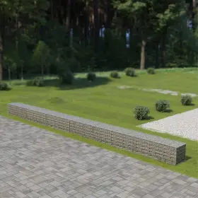 143587 Vidaxl Gabion Wall With Covers Galvanized Steel 354 Inch X19.7