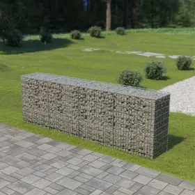 143592 Vidaxl Gabion Wall With Covers Galvanized Steel 118 Inch X19.7 X39.4