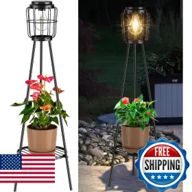 B0dsfz4mc8 Visflair Solar Lights With Plant Stand Outdoor Floor Lamp Waterproof Led