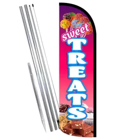 Vista Products B09zg31mcq Sweet Treats Feather Banner Flag Kit - 3x11.5ft Windless Pole And Mount