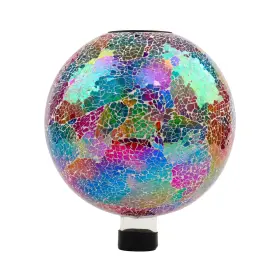 Voreen B0dxkywwbd 10 Inch Mosaic Solar Gazing Ball Colorful Crackle Glass Globe With Lig