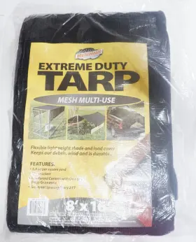 Weather Guard Tarps 722571009472 5.8-oz. Extreme-duty Nylon Mesh Tarp Black 8ft. X 16ft