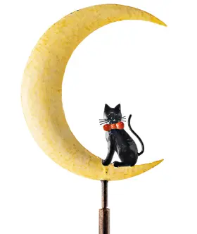 9.5ftftw Wind & Weather Go9100 And Yellow Black Cat On Moon Metal Garden Stake X 61ftfth Nib