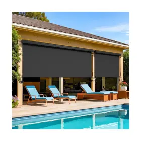 Zdm-rs023bk Wisteria Lane Outdoor Roller Shade 8ftw X 8fth 420gsm New Material With 95% Uv Protection