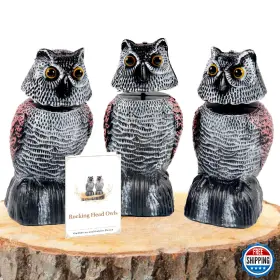 Wonderfield B0cztzs7ns Bobble Head Owl Decoys Sculpture 3-pack 8.3 Inch Fake Owls To Scare Birds Away