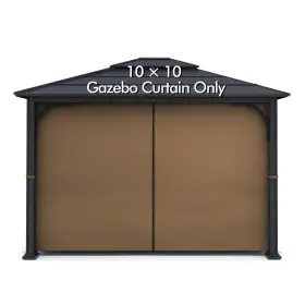 Wonwon 632770521067 Gazebo Universal Replacement Privacy Curtain - 10x10 Brown