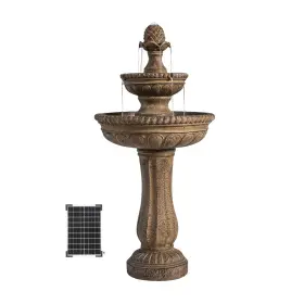 B0fjmzgsl7 Xbrand 39 Inch 2-tier Solar Water Fountain - Classic Sand Stone Outdoor Accent