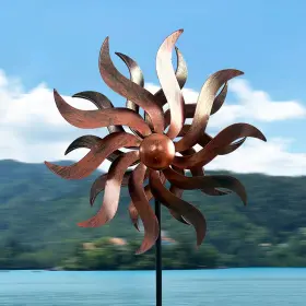 Xlswain B0fj5yyqz4 360 Metal Wind Spinner Willow Leaf Kinetic Sculpture For Outdoor Pati