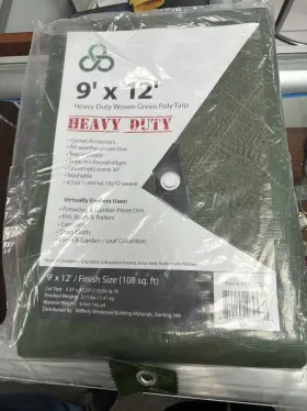Xpose Safety 810154640362 Heavy Duty Woven Green Poly Tarp 9ft X 12ft Extra Thick 108 Sq.ft