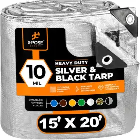 Xpose Safety 812412031790 Heavy Duty Silver/black Poly Tarp Water Proof Cover Tent Rv Boat Tarpaulin