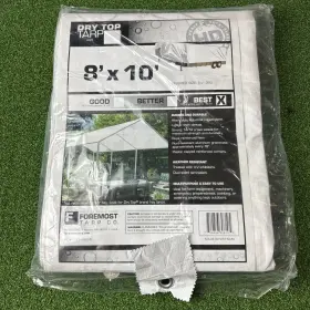 Xpose Safety 812412039505 8ft X 10ft Heavy Duty White Tarp Protective Cover 10 Mil Thick Poly Tarpaulin