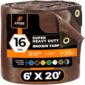 Bhd-620-a Xpose Safety 6 Ft X 20 Heavy Duty 16 Mil Tarp Brown Polyethylene