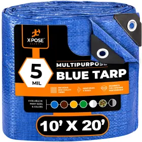 Bt-1020 Xpose Safety 10ft X 20ft Multi Purpose Blue Poly Tarp Cover Tent Shelter Rv Camping Tarpaulin