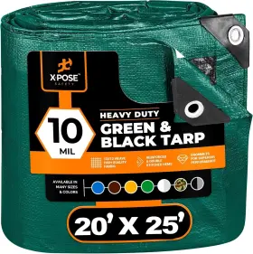 Mtgb-2025 Xpose Safety Heavy Duty Poly Tarp 20ft X 25ft 10 Mil Thick Waterproof Rustproof Grommets