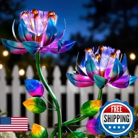B0dzh6yb36 Xpscoco Solar Wind Spinner Outdoor Metal Garden Decor 2-in-1 Kinetic Double Lotus Flow