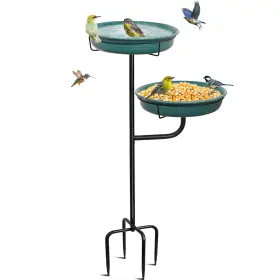 B0d152ntlj Yalinka Freestanding Outdoor Bird Bath And Feeder Bowl - Garden Decor