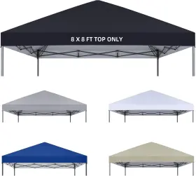 30011 Yanwei 8x8 Canopy Replacement Top Only Waterproof Pop Up Tent Black