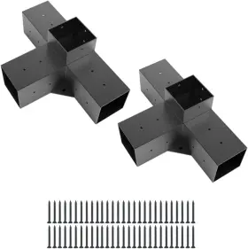 Yeooe 729604183024 2 Pack Pergola Brackets - Powder Coated 4-way 2pcs