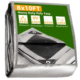 Ys-ptr-07-001-0001 Yessources 8x10ft Heavy Duty Poly Tarp Canopy Cover Uv Resistant Reinforced Tarpaulin 10mil