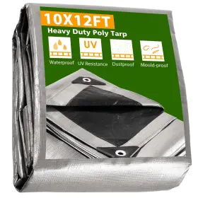 Ys-ptr-07-001-0003 Yessources 10x12 Heavy Duty Poly Tarp Canopy Tent Cover Shelter Reinforced Tarpaulin 10mil