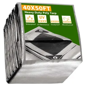 Ys-ptr-07-001-40x50 Yessources Reversible Mliti Purpose Poly Tarp Weather Resist Canopy Reinforced Cover 40x50ft