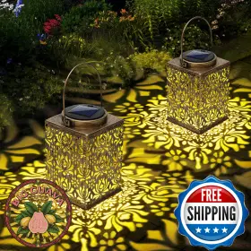 B09pytmds3 Ywywled 2-pack Bronze Solar Lanterns Waterproof Metal Hanging Lights Outdoor Dec