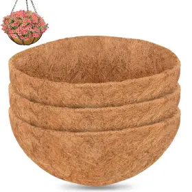 B0blyskhfj Zeedix 3 Pcs 18 Inch Coco Liners For Hanging Baskets - Round Coconut Planter Inserts