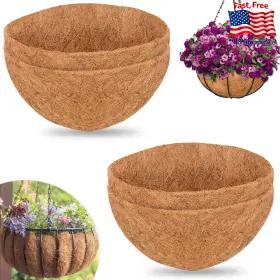 B0cqbskrvb Zeedix 4-pack 18 Inch Coco Liners Round Hanging Basket Coconut Planter Inserts