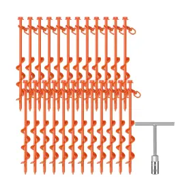 Kx-zhengmy-1639 Zhengmy 24 Pcs Ground Anchors Screw In 12 Inch Heavy Duty Tent Stakes With T