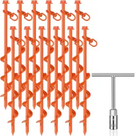 Screw-01 Zhengmy 12 Pcs Ground Anchors Screw In Inch Heavy Duty Tent Stakes With T