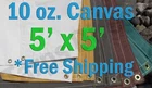 5 Ft. X 10 Oz. Cotton Canvas Breathable Water Resistant Tarps New. Price: $39.00.