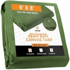 Canvas Tarp - 6' X 8' Army Green Duck, Heavy Duty With Brass Grommets New. Price: $51.99.