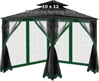 10X12 Gazebo Mosquito Netting - 4 Panels With Zippers, Easy Install New. Price: $61.24.