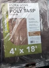 4' X 18' Long Narrow Woodpile Tarp, Brown - 3 Mil Tear & Weather Resistant Poly New. Price: $20.00.