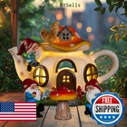 Twinbling Solar Fairy Garden House Lights - Mushroom Teapot Gnome Statue New. Price: $43.53.
