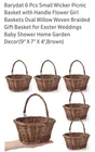 Barydat 6 Pcs Small Wicker Multi-use Baskets With Handle- OVAL-9"X7"X4" New. Price: $42.99.